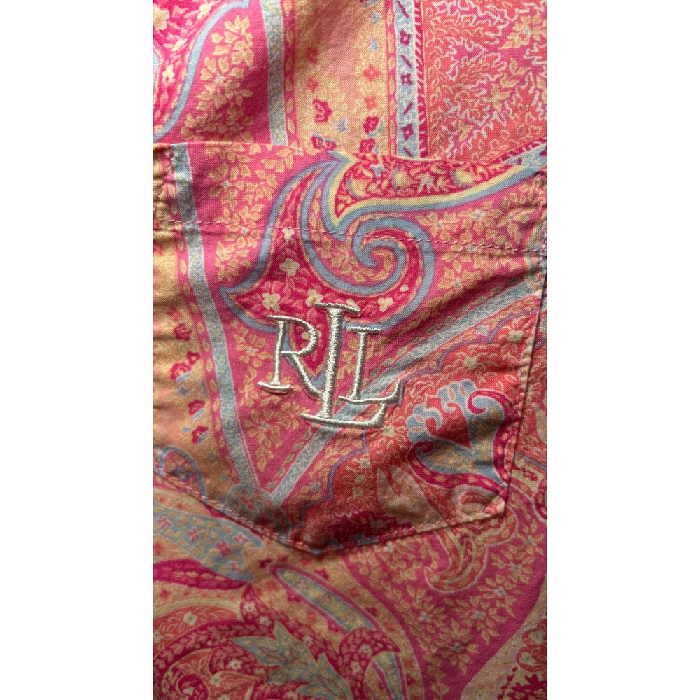 Lauren Ralph Lauren Pajama Set Paisley Small Pink 3/4 Sleeve Button Front RLL - Picture 4 of 11